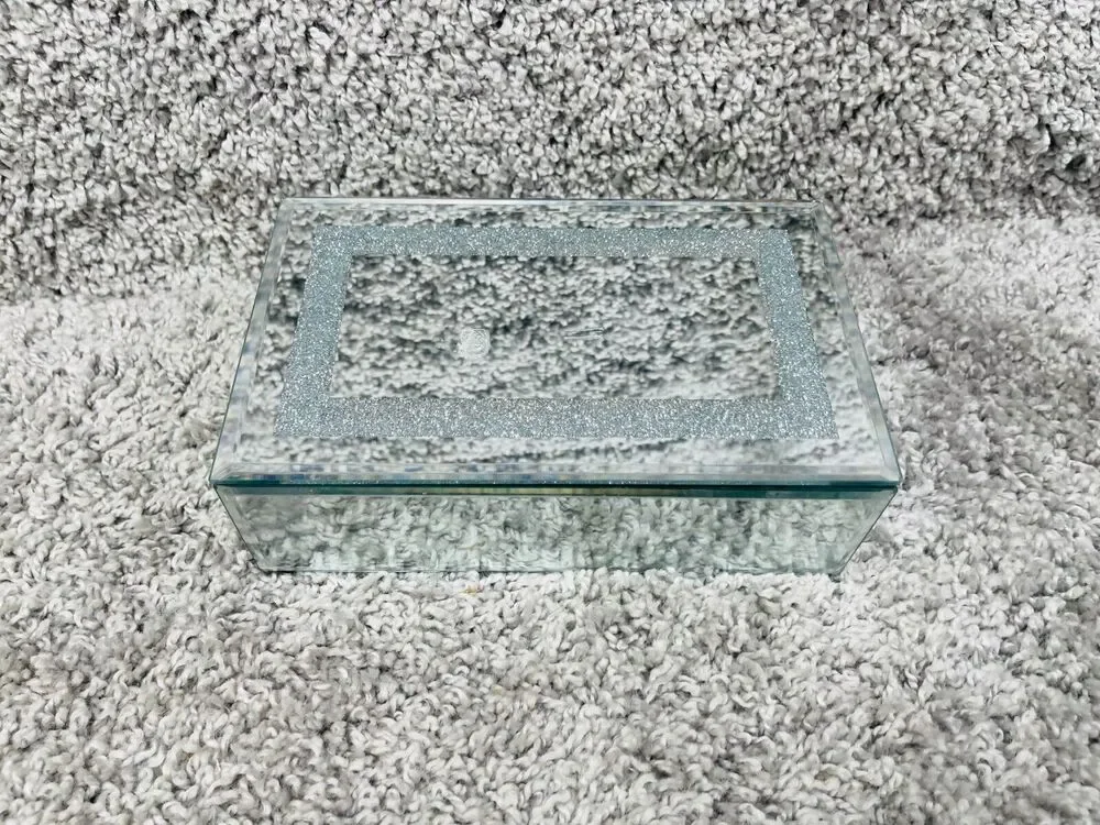 Mirror Jewelry Rectangle Box Organizer Trinket Room Decor